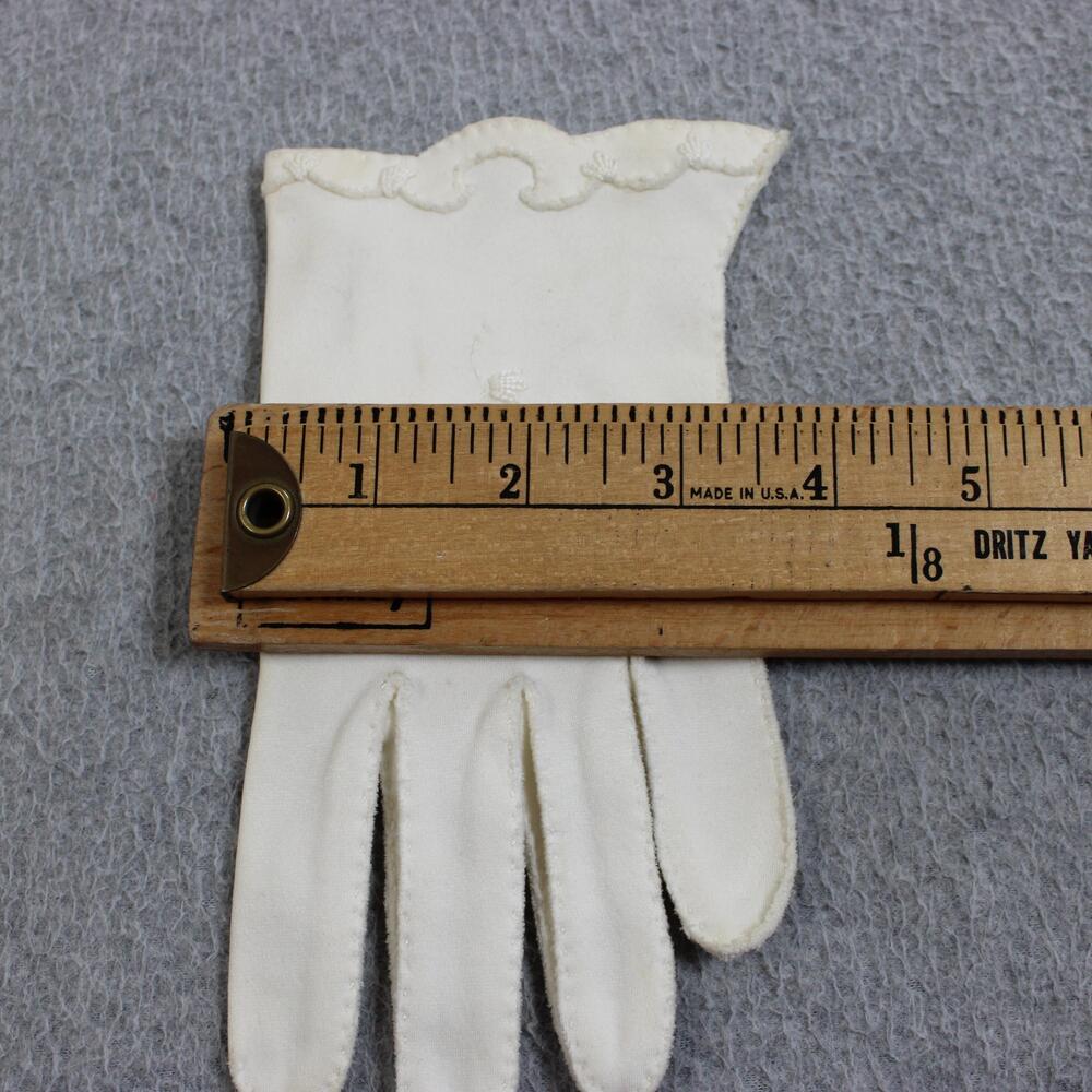 Vintage Gloves Women One Size White Lace Embroidered Wrist Formal Lot Cosplay - Picture 6 of 12